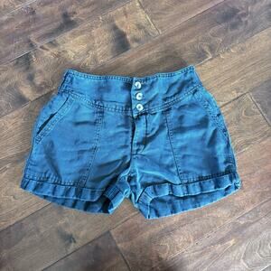 Aerie Women's Size Small Linen Shorts Stretch Waist Gray Cuffed 3"